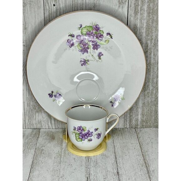 Vintage Schumann Arzberg Violette Luncheon Plate and Teacup 3 Sets - Picture 1 of 7